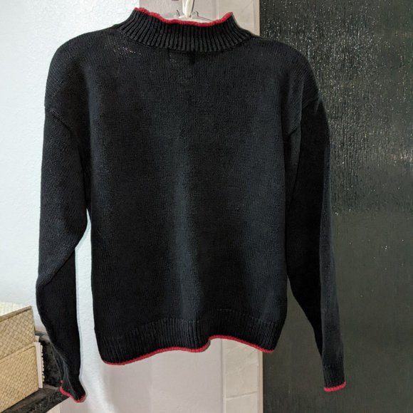 Vintage Leslie Fay Black Paisley Sweater Mock Neck - Picture 2 of 10